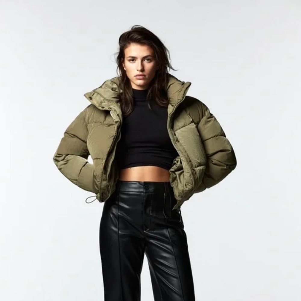 Zara Olive Green Puffer Jacket